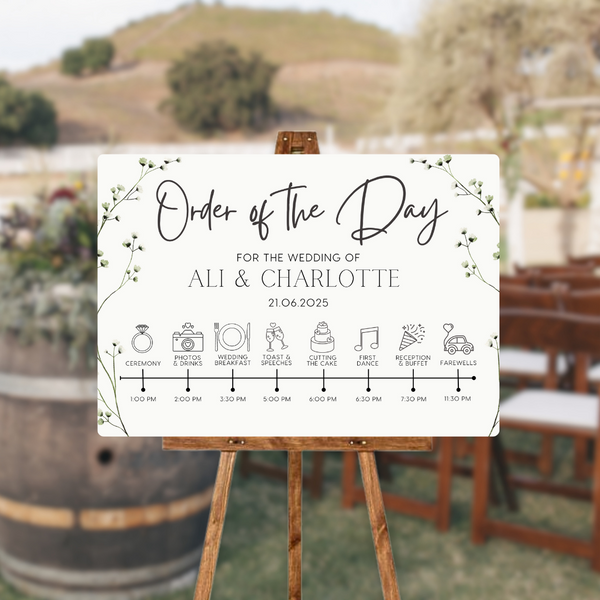 Baby's Breath Floral Order Of The Day Sign