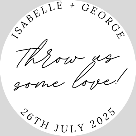 Round wedding confetti bag stickers with ‘Toss for the Newlyweds’ text – minimalist wedding favor labels for confetti packets