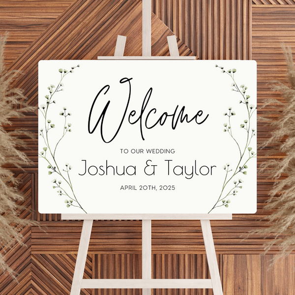 Baby's Breath Floral Welcome Sign