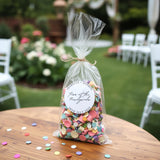 Round wedding confetti bag stickers with ‘Toss for the Newlyweds’ text – minimalist wedding favor labels for confetti packets