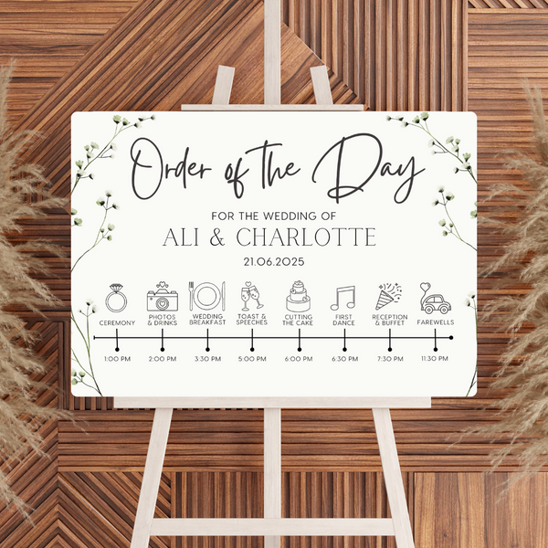 Baby's Breath Floral Order Of The Day Sign