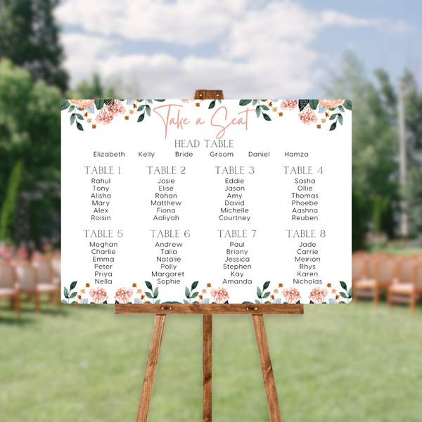 Pink & Peach Floral Take A Seat Sign