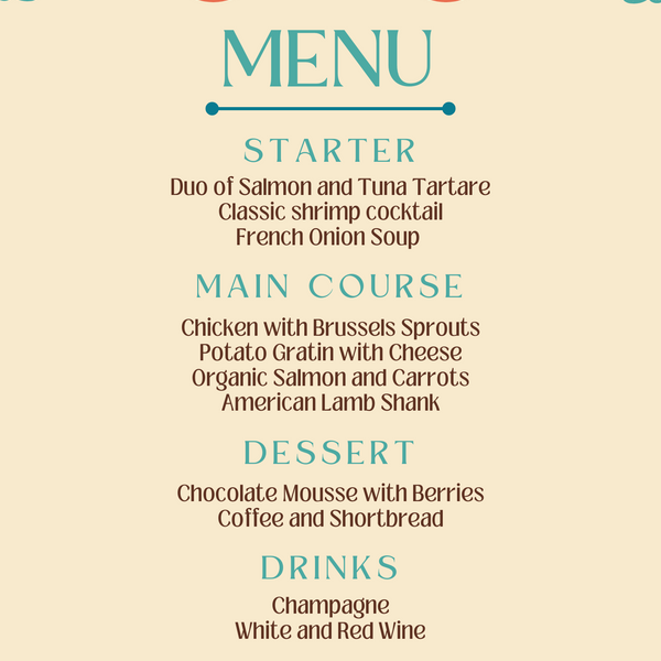 retro cream personalised wedding menu - affordable custom wedding menus