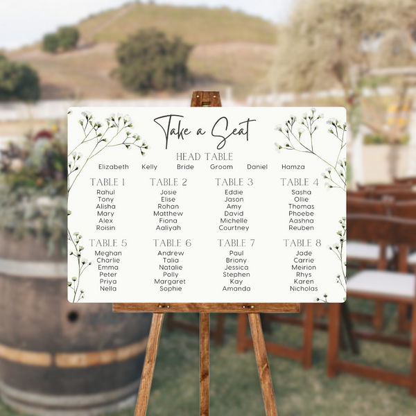 Baby's Breath Floral Take A Seat Sign