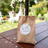 Round wedding confetti bag stickers with ‘Toss for the Newlyweds’ text – minimalist wedding favor labels for confetti packets