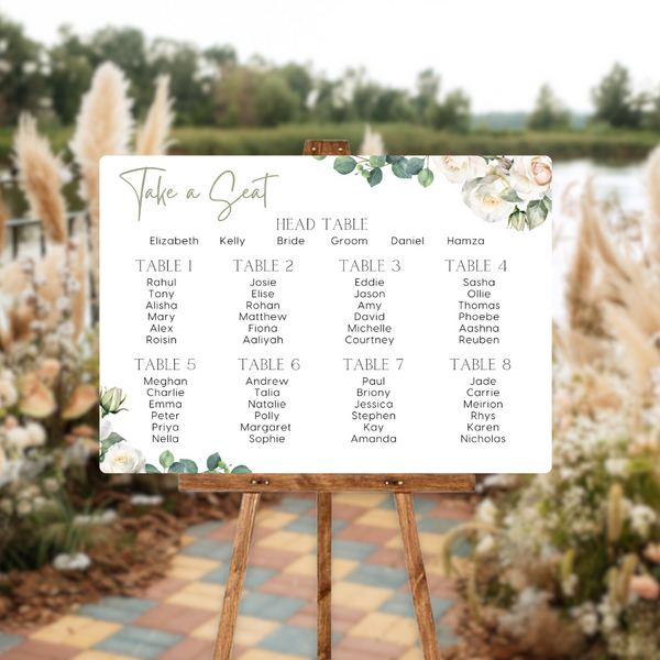 White Roses Floral Take A Seat Sign