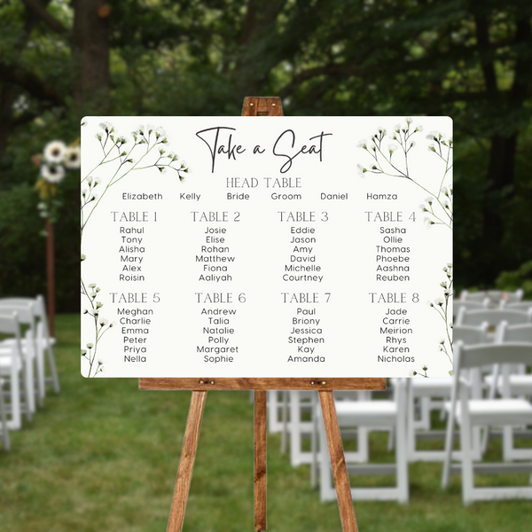 Baby's Breath Floral Take A Seat Sign
