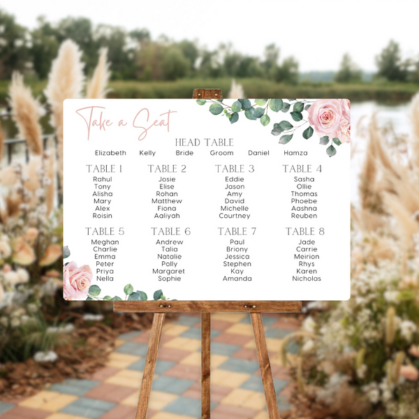Pink Roses Floral Take A Seat Sign