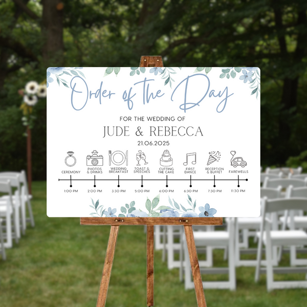 Blue Floral Order Of The Day Sign