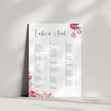 Spring Floral Alphabetical Seating Plan Sign - Pink Floral Wedding Signage - Pink Tulips Carnations Wedding Signs