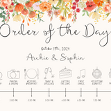 autumn wedding order of the day sign - custom order of the day sign autumnal - personalised wedding signage