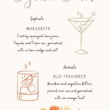 autumnal his and hers signature drinks - autumn wedding signature cocktails - personalised wedding signage