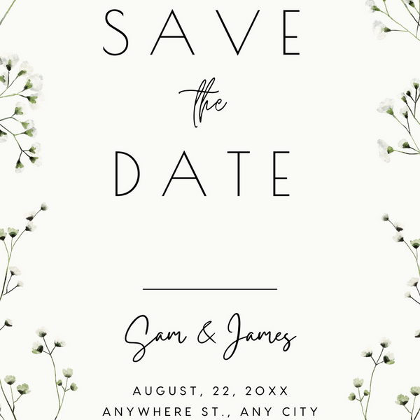 Baby's Breath Floral Save The Date