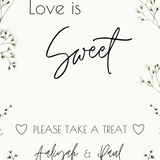 baby's breath floral wedding sweet table sign - personalised love is sweet sign