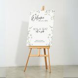 gypsophila floral wedding ceremony pick a seat, not a side sign - personalised wedding welcome board with baby's breath flowers