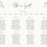 Baby's breath floral wedding seating plan sign - personalised wedding signs