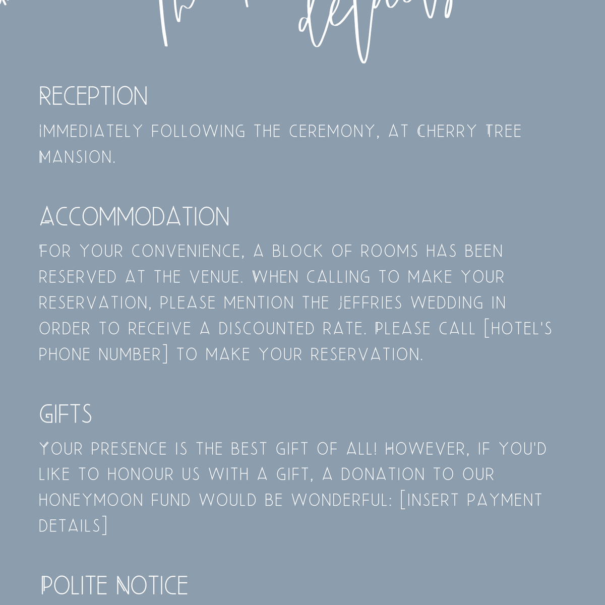 dusty blue snowflakes wedding invites - custom wedding invites uk - personalised wedding invitations for winter wedding