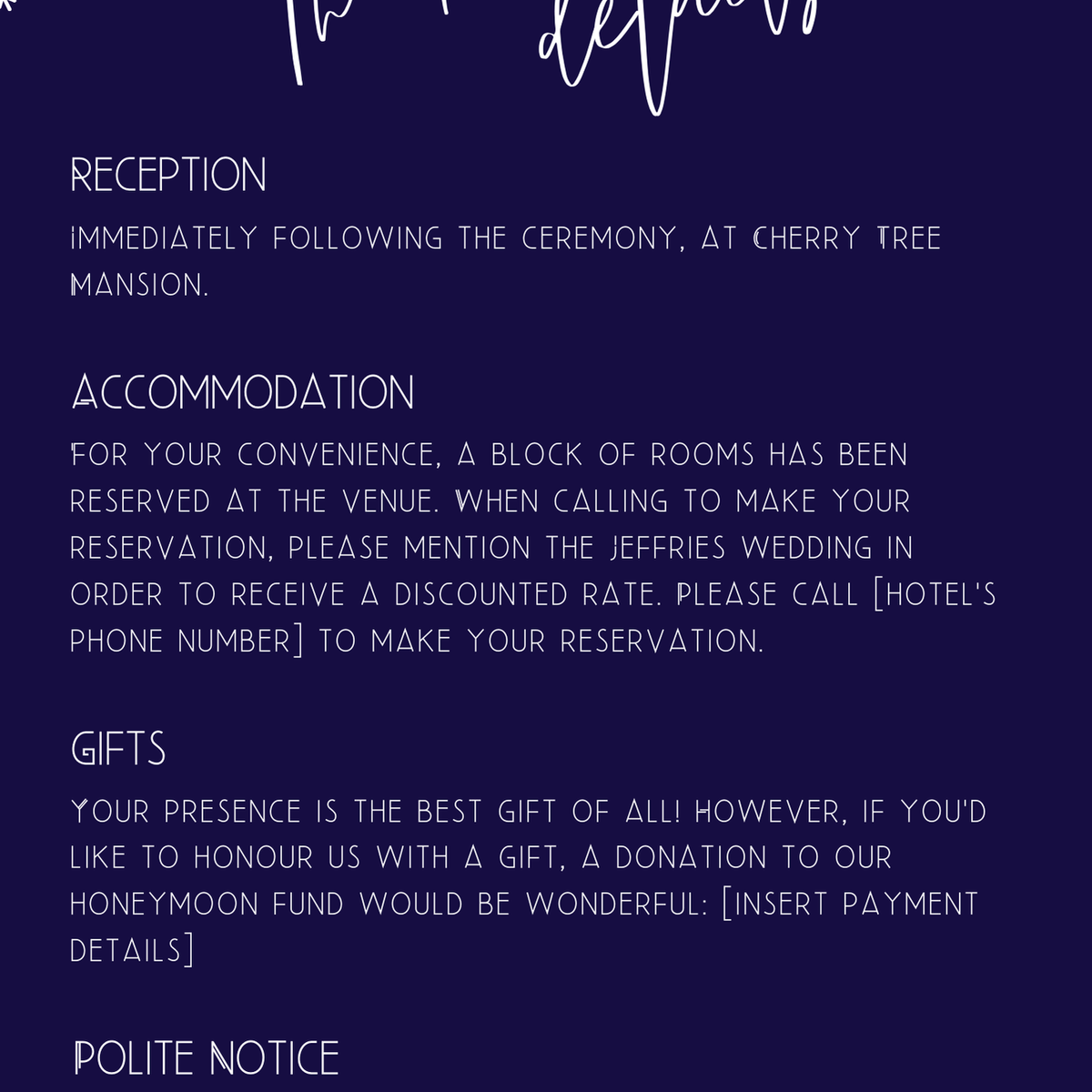 navy blue snowflakes wedding invites - custom wedding invites uk - personalised wedding invitations for winter wedding