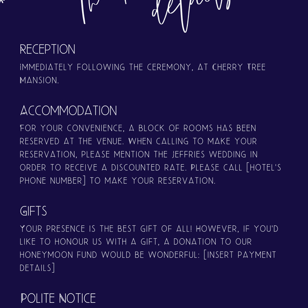 navy blue snowflakes wedding invites - custom wedding invites uk - personalised wedding invitations for winter wedding