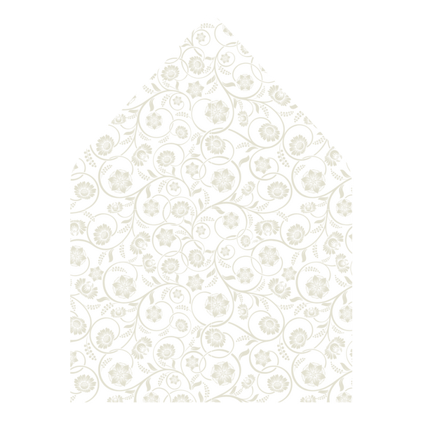 A flat lay of elegant wedding invitation envelopes, partially open to reveal beautifully designed envelope liners in various styles, including floral, modern, and classic patterns. The envelope inserts add a touch of luxury and sophistication to the stationery set.