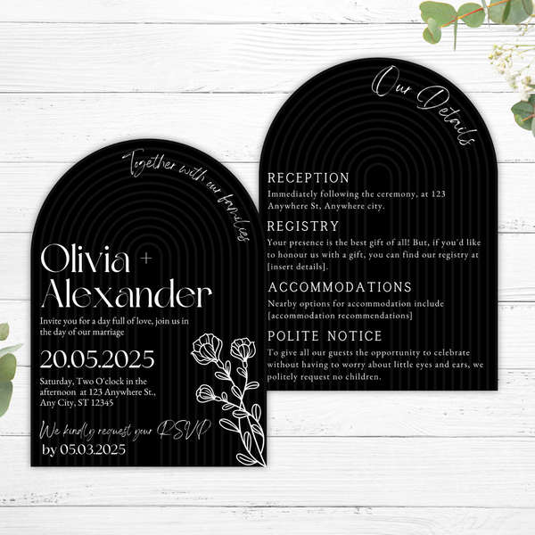 Black Arch Wedding Invitations