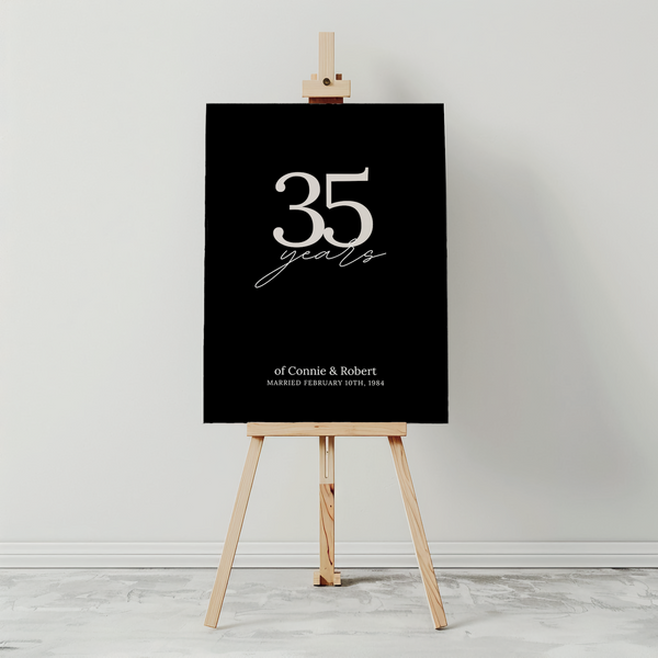 Customizable Anniversary Welcome Board – A personalized anniversary sign with editable text, showcasing a modern and stylish layout.