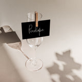 Luxury Handwritten Place Cards for Wedding - Standing Place Cards - black minimalist name cards for wedding tables