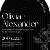 luxury arch shaped wedding invitations in chic black - fully personalised elegant wedding invitations premium