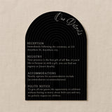 luxury arch shaped wedding invitations in chic black - fully personalised elegant wedding invitations premium