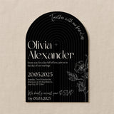 luxury arch shaped wedding invitations in chic black - fully personalised elegant wedding invitations premium
