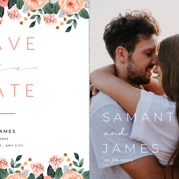 Pink & Peach Floral Save The Date