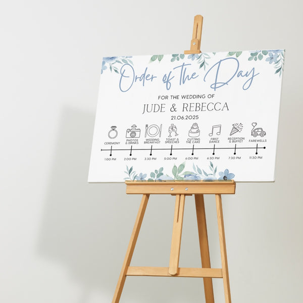 Blue Floral Order Of The Day Sign