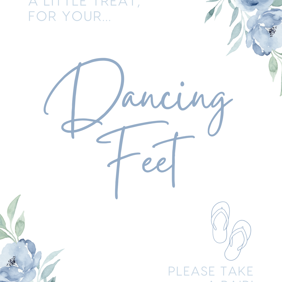 Blue Floral Flip-Flops Sign