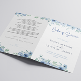 Custom Wedding Order of Service Booklet – printed personalised ceremony details, including hymns and readings, with delicate design accents.