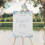 Blue Floral Engagement Party Welcome sign - Signage for Wedding Engagement Celebration Blue Florals