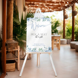blue floral pick a seat not a side wedding ceremony sign - a personalised