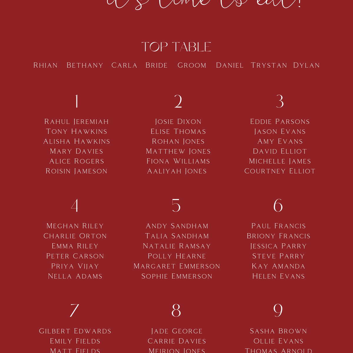 Custom Wedding Seating plan sign in burgundy colour | winter wedding take a seat sign | personalised wedding signage