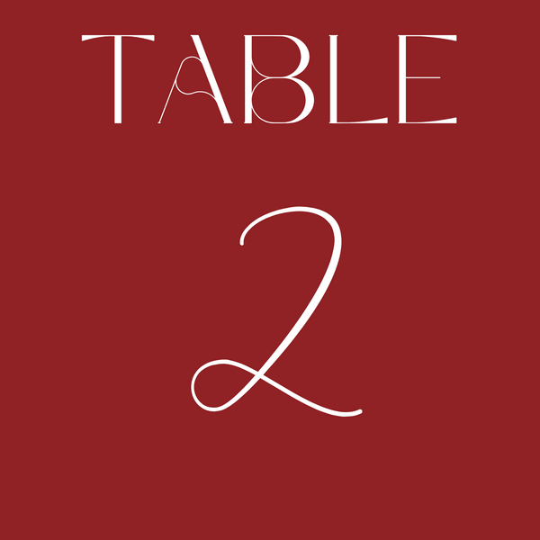 Winter Burgundy Table Numbers