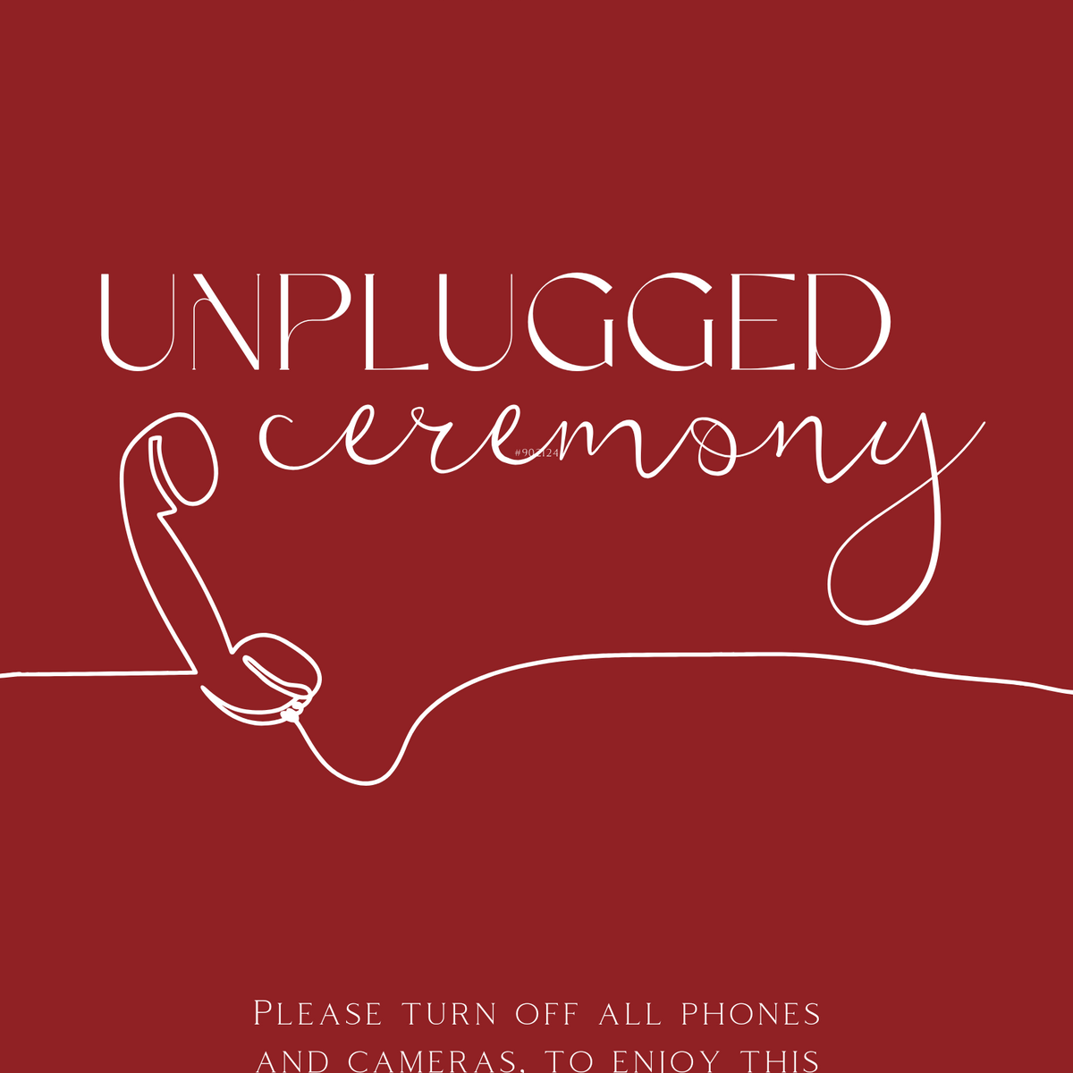 burgundy unplugged ceremony wedding sign - unplugged wedding ceremony sign - custom winter wedding signage