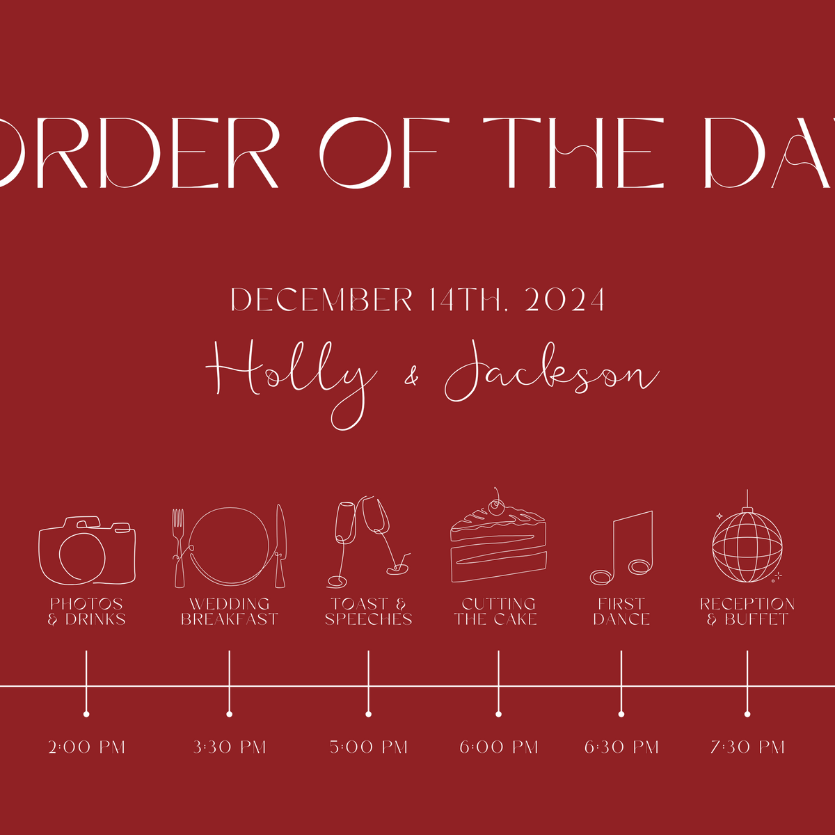 Winter Burgundy Order Of The Day Sign