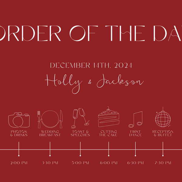 Winter Burgundy Order Of The Day Sign