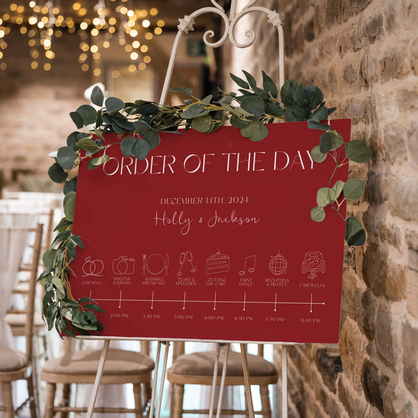 Winter Burgundy Order Of The Day Sign