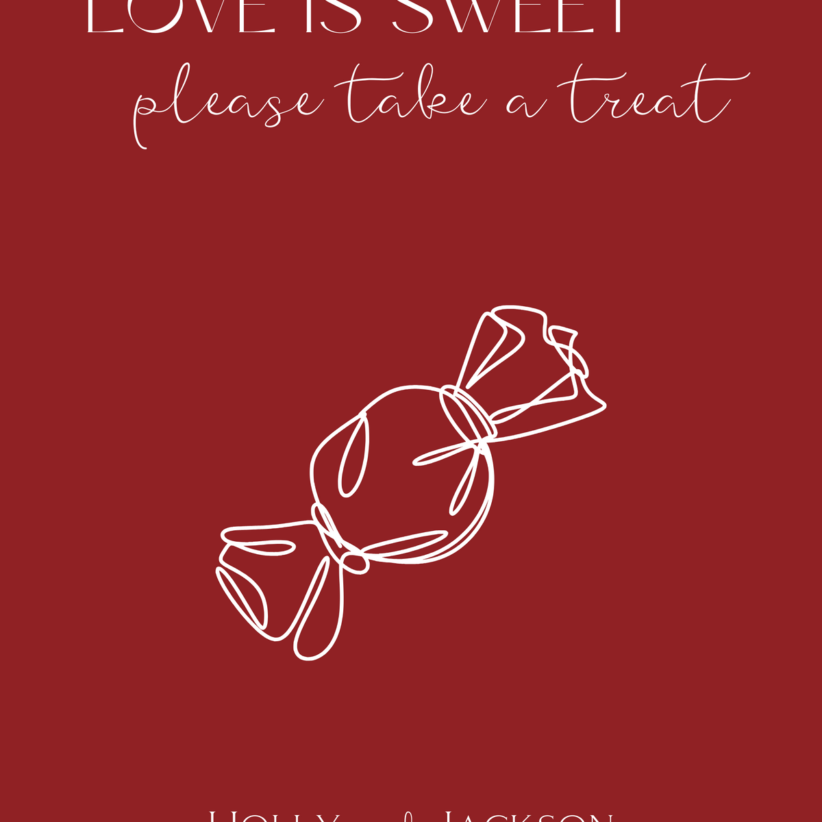 burgundy love is sweet sign - wedding sweet table sign - love is sweet please take a treat sign for wedding