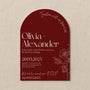 luxury arch shaped wedding invitations in romantic burgundy - fully personalised elegant wedding invitations premium