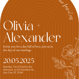 luxury arch shaped wedding invitations in burnt orange - fully personalised elegant wedding invitations premium