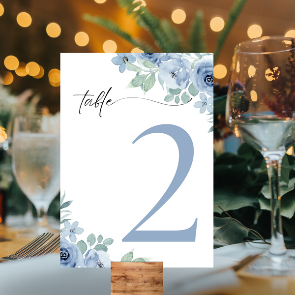 Blue Floral Table Numbers