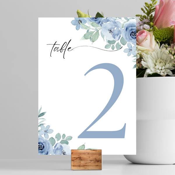 Blue Floral Table Numbers