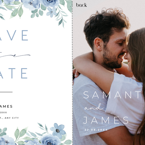 Blue Floral Save The Date