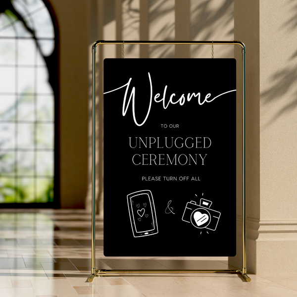 Timeless Black Unplugged Ceremony Sign