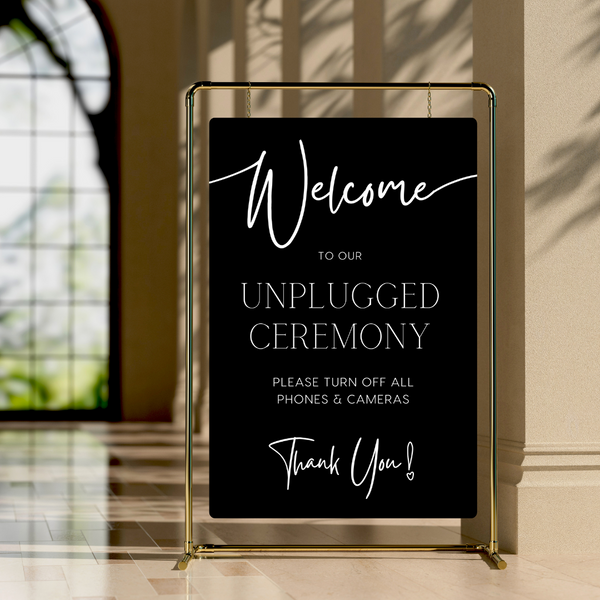 Timeless Black Unplugged Ceremony Sign